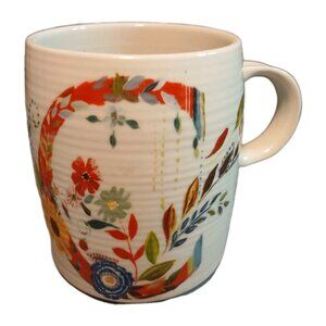 Anthropologie Starla M Hoffman Floral Initial C Coffee Mug Tea Cup Stoneware NEW